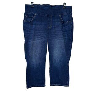 Lee Sculpting Slim Fit Jeans Mid Rise Cropped Dark Wash Blue Denim Size 18W